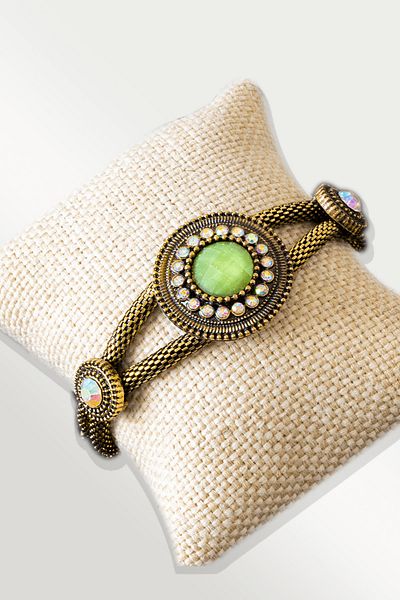 Tesbih Atölyesi Certified Foxtail Model Moon Stone - Quartz Stone Bracelet - Adjustable
