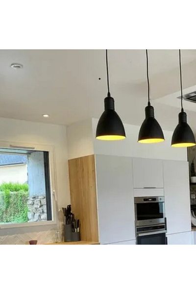RİOLİGHT Black Rustic Retro Table Top 3x27 Pendant Metal Chandelier - Length 60cm