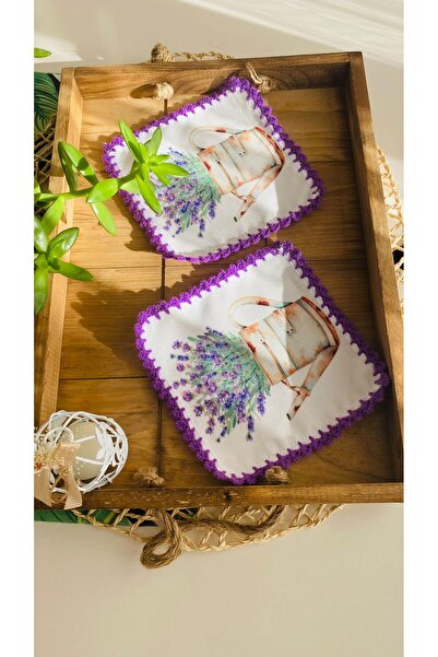 Runner Supla Home 2 adet dekoratif lavanta desenli kokteyl sunum peçetesi