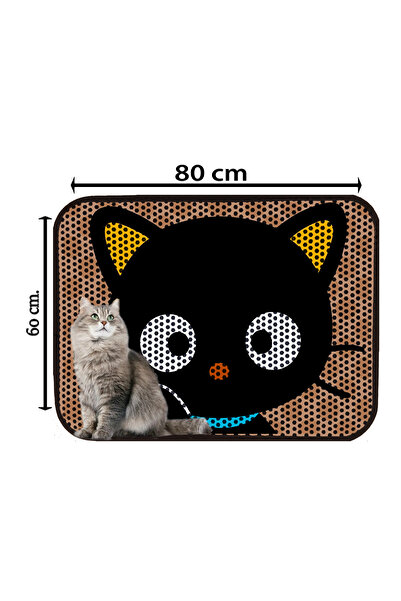 Pet Palace Elekli Tuvalet Önü Kedi Kumu Paspası,renkli Desenli,kum Toplayıcı, Yıkanabilir,60x80 Cm