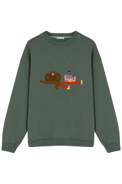 GreenMint عرق كبير الحجم للجنسين رجل روسي وموسيقى الفرقة من روسيارجل روسي ودب...