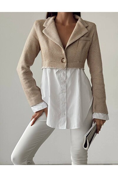 popibutik GÖMLEK DETAY CROP CEKET