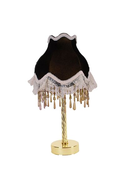 Dekovien Vintage Velvet Covered Khaki Green Lampshade Metal Base - 28x45cm AB1003