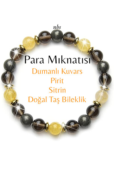 NBS Beautiful Naturel Stones البيريت، سموكي، سيترين سوار من الحجر الطبيعي الح...