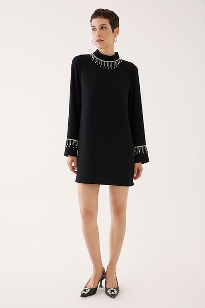 Perspective Φόρεμα Whitley Black Regular Fit με γιακά και μανίκια