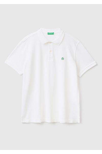 United Colors of Benetton تي شيرت بولو رجالي أبيض بقصة عادية وأكمام قصيرة