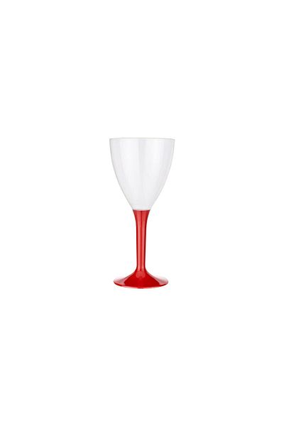 YENİ HEDİYELİK DÜNYAM Plastic Wine Glass with Red Handle 10 Pieces