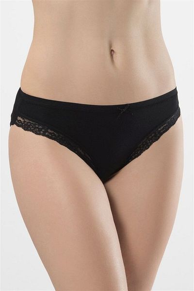 TÜREN Women's Black 2-Piece Lycra Scalloped Bikini Panties 238