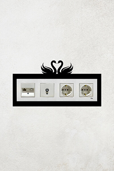 markcat Kuğu Aşk Tasarım 4lü Priz Çerçevesi (İç Ölçü 29,7x8,4 cm) Dörtlü Çerçeve