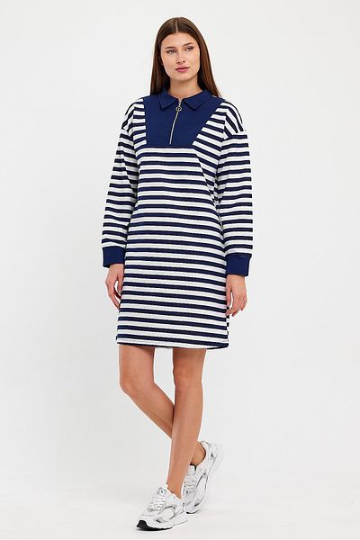 Avones Rochie midi tricotată cu fermoar cu guler polo (lungime 95 cm)