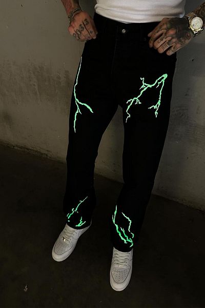 HAFKAGİYİM ΜΑΥΡΟ Neon Laser Night φαρδύ παντελόνι