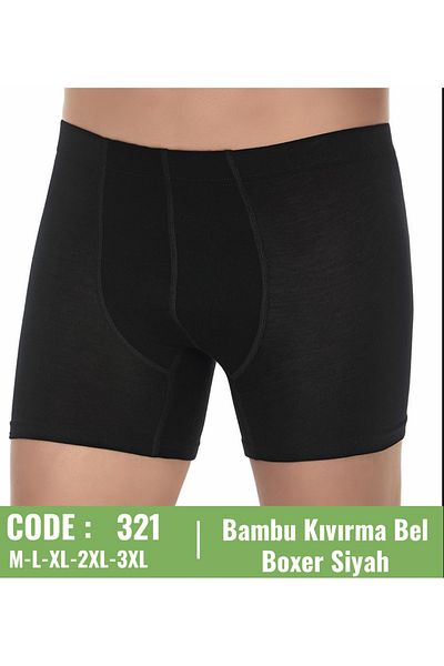 YILDIZ Pack of 3 Men's Real Bamboo Fabric Roll Waist Lycra Boxers