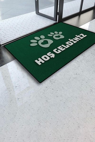 Valerine Life Veterinary Clinic Green Color Welcome Pet Shop Door Mat 45x70cm
