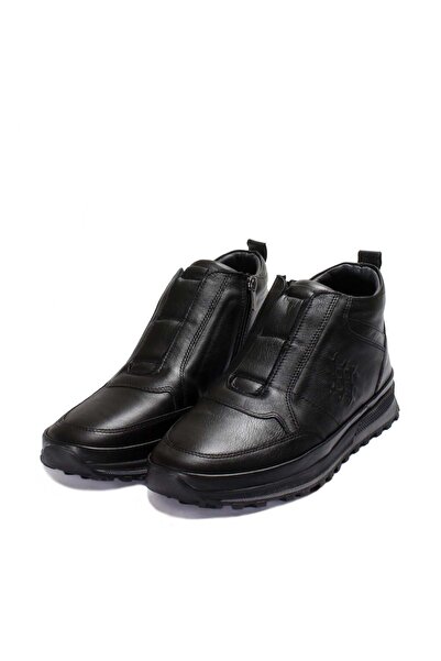 TUGERDİ Hakiki Deri Siyah Kürklü Termo Taban Rahat Erkek Spor Bot TG098561113...