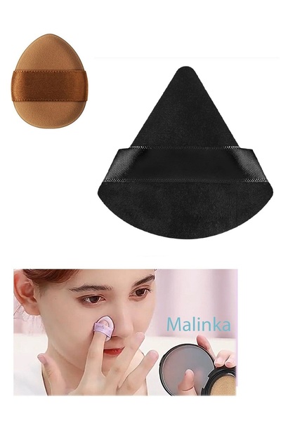 Malinka 1 Adet Mini Ve 1 Adet Üçgen Kozmetik Puf Parmak Yüz Makyaj Göz Altı Kapatıcı Kuru Islak Bez Süngeri
