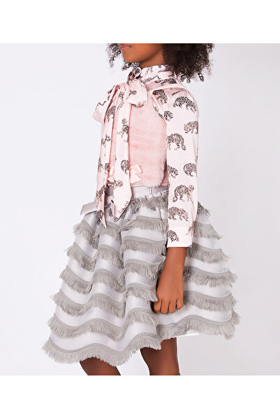 GOOSE Kız Çocuk Yumuşak Kumaş Askılı Suni Kürk Pembe Yelek