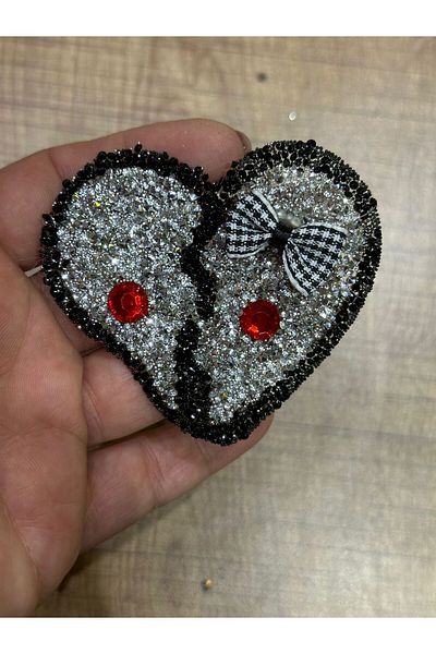 Gönülden Tasarım 7X6 CM APPLICAȚIE PATCH DIN PIATRĂ CU ADEZIV ÎN FORMĂ DE INIMĂ ACCESORIU DE CUSUT
