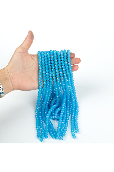 yfhobi 1 DİZİ (40 cm - 70 Adet) - 8 mm YASSI KRİSTAL CAM BONCUK, MAT TURKUAZ ...