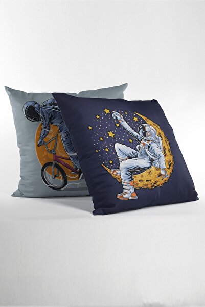 Moud's Комплект от 2 двустранни калъфки за възглавници от велур с шарки от се...