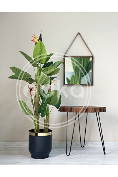 odka Yapay Bitki Çiçekli Starliçe Metal Saksılı Antrasit Gold