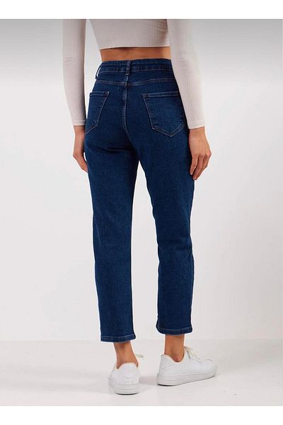 LAMİRAMOOD Mom Jeans albastru închis cu talie înaltă