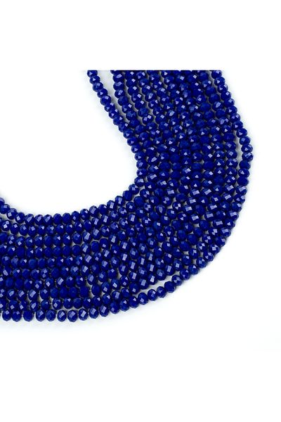 yfhobi 1 STRING (40 cm - 70 Pieces) - 8 mm FLAT CRYSTAL GLASS BEADS, MATTE PARLIAMENT BLUE COLOR BEAD STRING