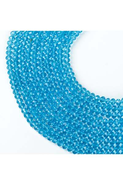 yfhobi 1 DİZİ (40 cm - 70 Adet) - 8 mm YASSI KRİSTAL CAM BONCUK, ŞEFFAF MAVİ ...