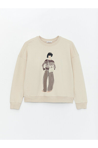 LC Waikiki Hosszú ujjú, nyakú női pulóver - nyomtatott