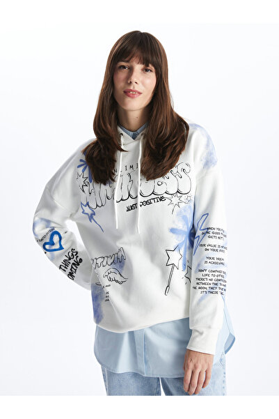 LC Waikiki Kapucnis, nyomott hosszú ujjú, túlméretezett női pulóver tunika