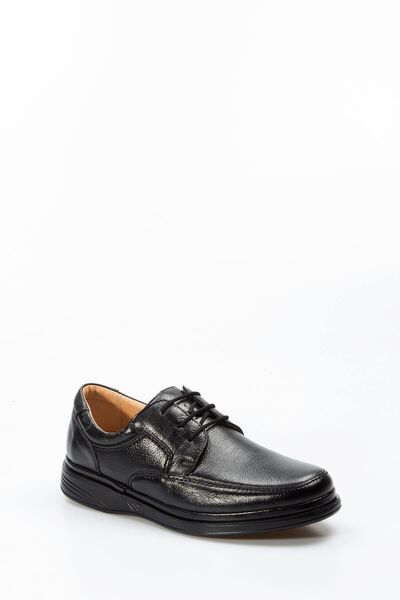 TUGERDİ Tugerdi Genuine Leather Black Orthopedic Light Sole Men's Casual Shoe...