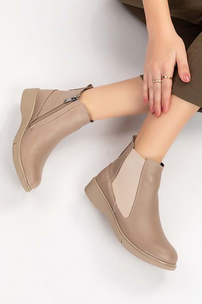 Gondol Cizme zilnice din piele naturală cu fermoar și laterale elastice esfa.6043 - nurcă - 41