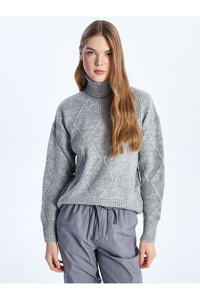 LC Waikiki Turtleneck Self-Patterned Long Sleeve Women's Knitwear Sweater