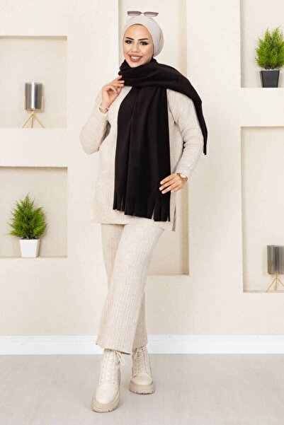 Nacar Kadın Siyah Kışlık Şal Atkı