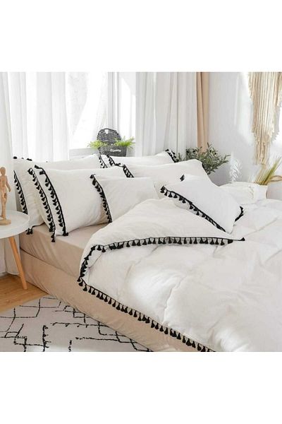 eyma home Tasseled Double Duvet Cover Set 4 pieces