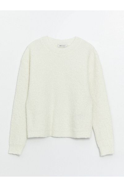 LC Waikiki Damen-Strickpullover – Rundhalsausschnitt, solide lange Ärmel