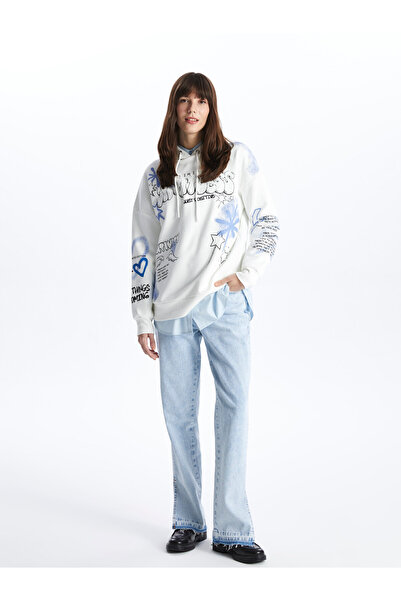 LC Waikiki Kapucnis, nyomott hosszú ujjú, túlméretezett női pulóver tunika