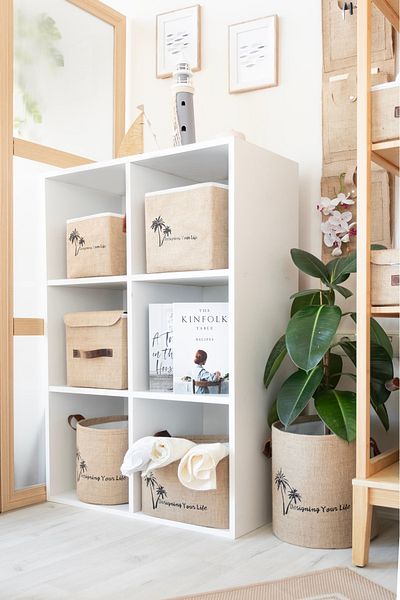 Art Bee Jute In-Cabinet Organizer Jewelry, Makeup, Bathroom, Office Organizer Storage Box 20x20x20 cm