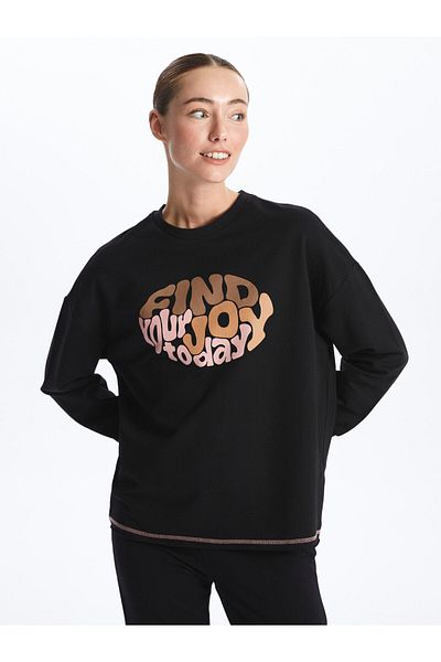 LC Waikiki Long Sleeve Printed Crew Neck Women's Pajamas Top
