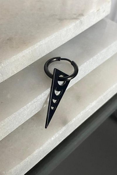 Jaida Moda Unisex Triangle Figure Dangle Steel Hoop Earrings