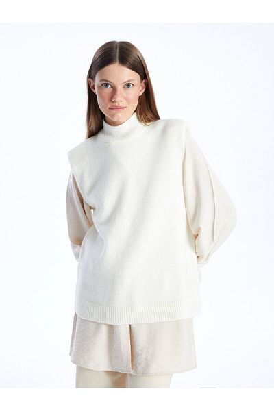 LC Waikiki Einfarbiger Damen-Strickpullover mit halbem Rollkragen
