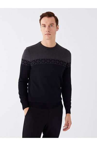 LC Waikiki Pánský pletený svetr - dlouhý rukáv, výstřih