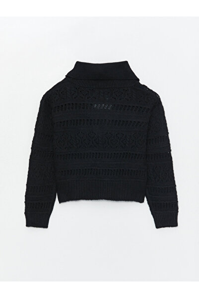 LC Waikiki Durchbrochener, langärmliger Damen-Strickpullover mit Rollkragen