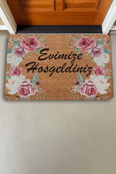 Valerine Life Red White Wreath Roses Welcome Door Mat 45x70cm