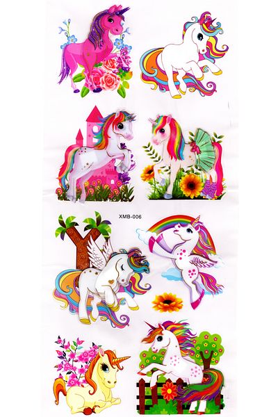 Limmy Autocolant de perete Autocolant 3D în relief, Autocolant de perete 3d (XMB006) 55x25 cm - Unicorn Rainbow