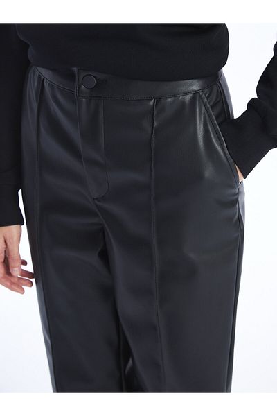LC Waikiki Pantaloni de damă cu aspect drept piele, cu potrivire standard