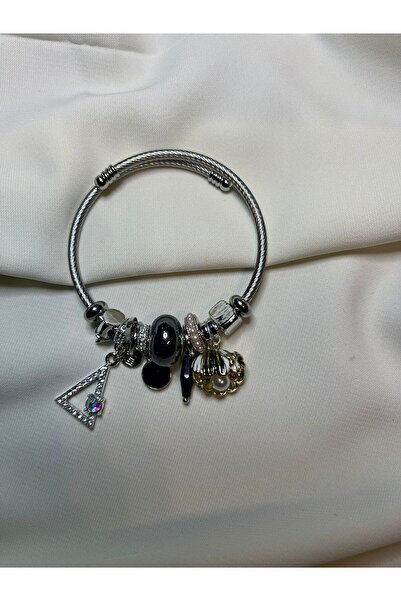 Edalı Butik Çelik Sallantılı Bileklik, Çelik İnci Taşlı Bileklik, Charm TYEB1...