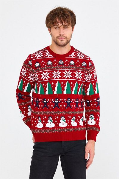COOL TARZ Unisex Christmas Red Christmas Knitwear Sweater