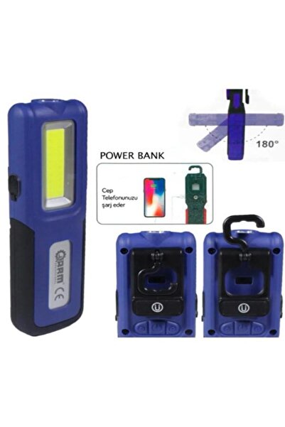 Lieber German Şarjlı Led Fener Mıknatıslı Lamba Powerbank 420 Lumen