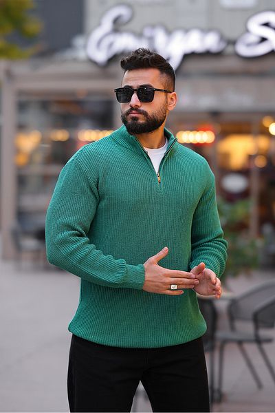 BASEL.CO Дебел плетен пуловер с цип