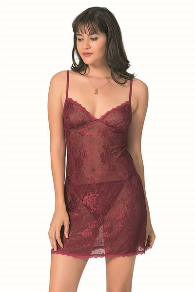 PRIMODA Cămașă de noapte PRIMODA 8052 SATIN-- XL - -BORDO